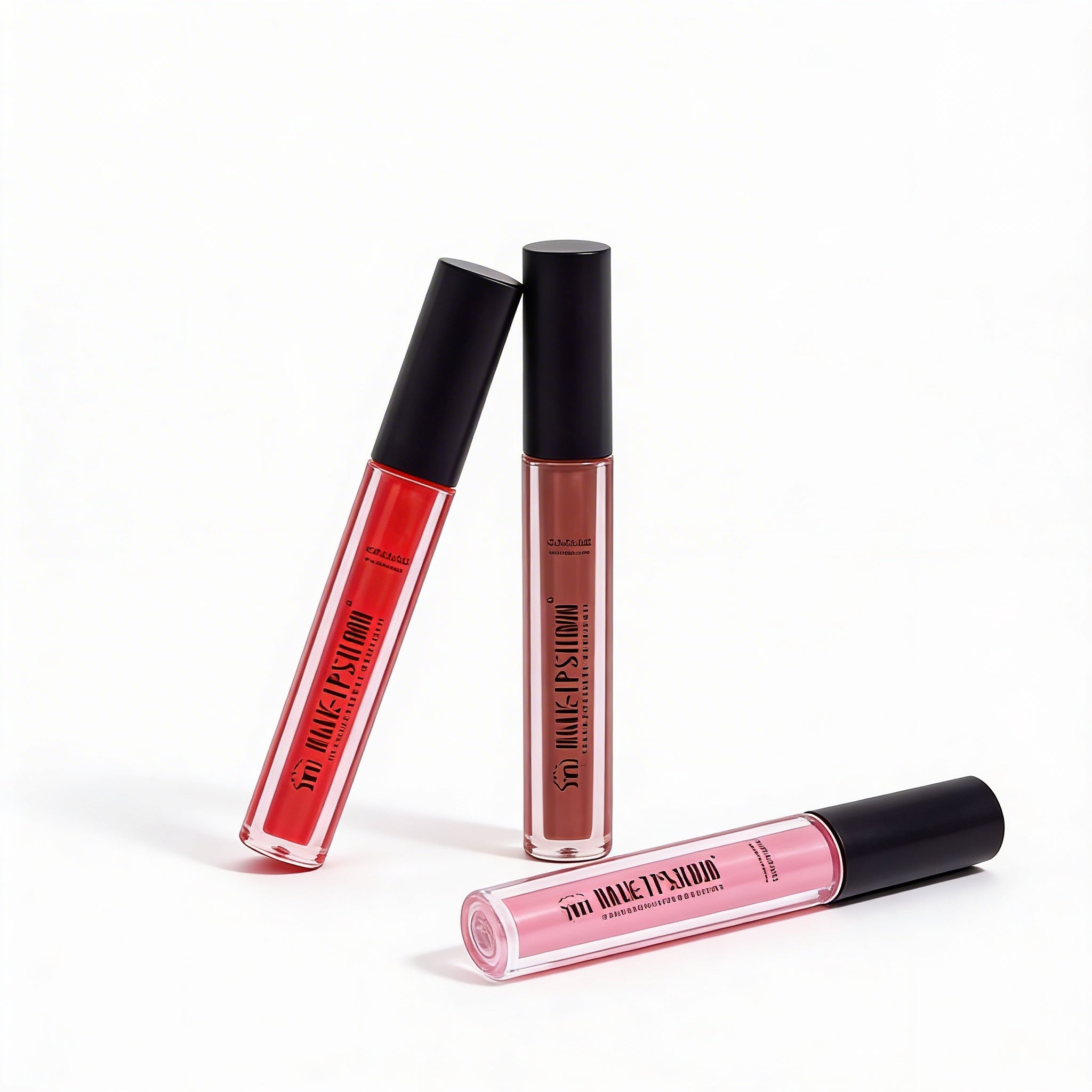 Lippen-Glanz – Hochglänzender Lipgloss | Voller wirkende Lippen | Red Divinity, Maroon Stiletto & Pink